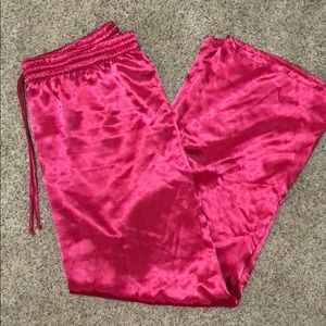 Pink silk pajama pants!